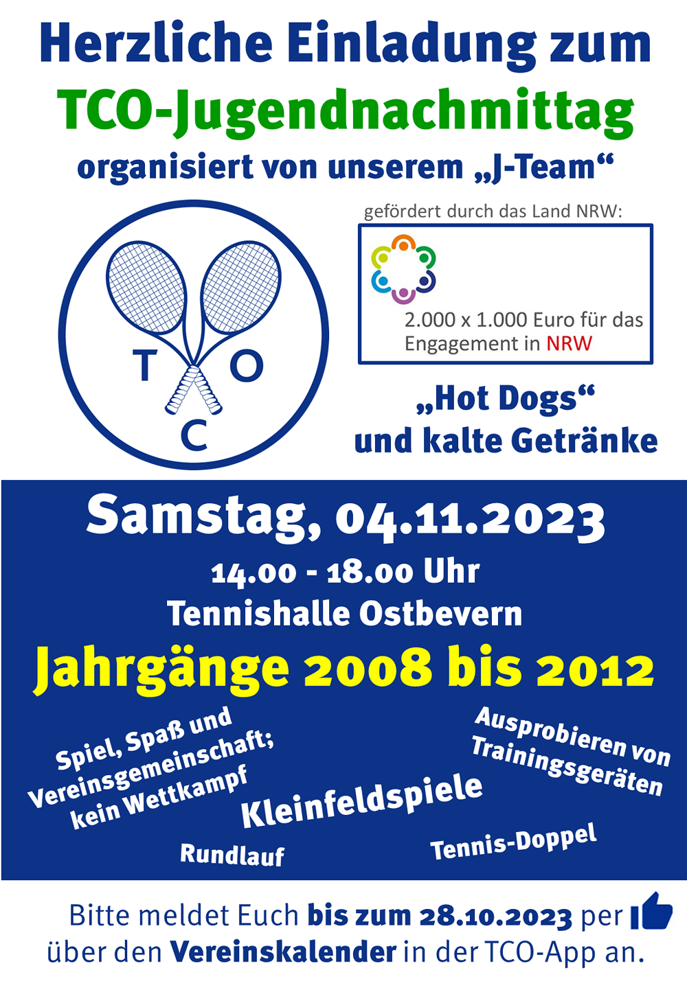 Einladung zum TCO-Jugendnachmittag am 04.11.2023