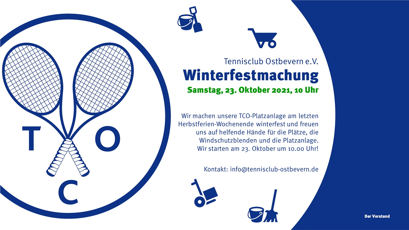 Einladung zur Mitgliederinfo und Winterfestmachung am 23.10.2021